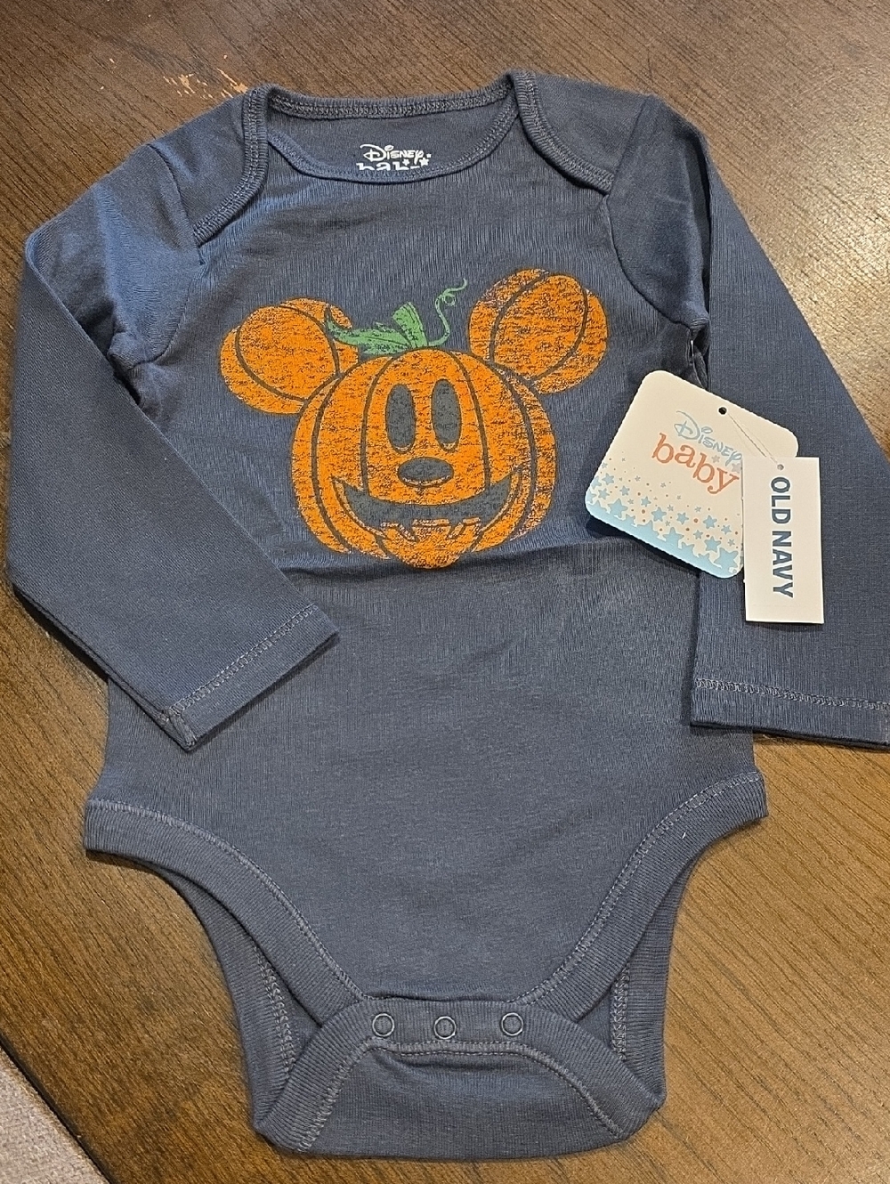 NWT Old Navy Navy Long-Sleeve Pumpkin Mickey One-Piece